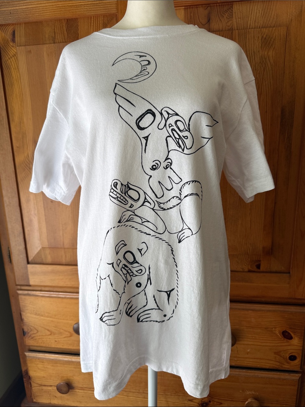 Filson White Graphic Tee with Tribal Wildlife Print